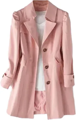 Women's mid-length trench coat Lapel long sleeve slim fit single-breasted jacket