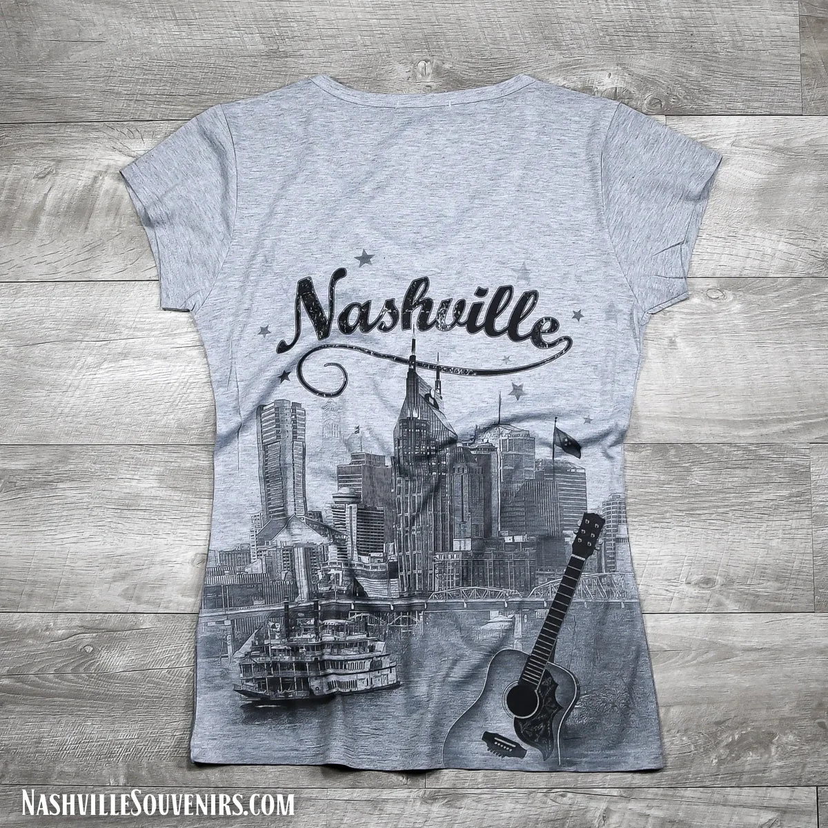 Women's Nashville T-shirt with Riverfront Skyline