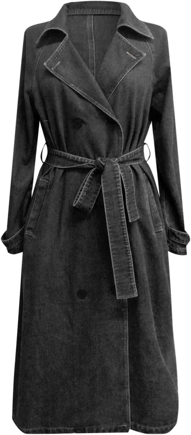 Womens Notched Lapel Collar Double Breasted Pea Coat Winter Wool Blend Over Coats Long Jackets