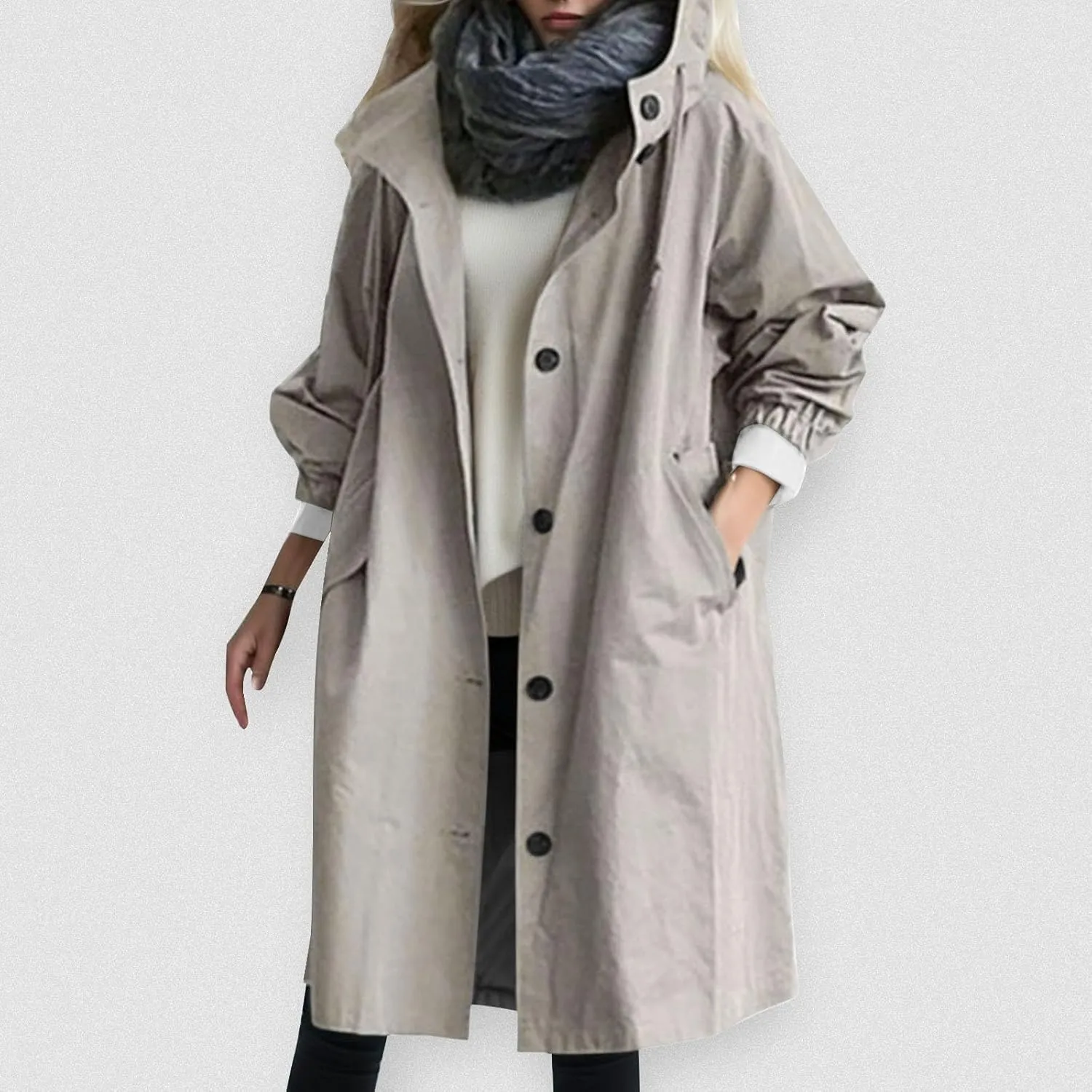 Womens Notched Lapel Collar Double Breasted Pea Coat Winter Wool Blend Over Coats Long Jackets