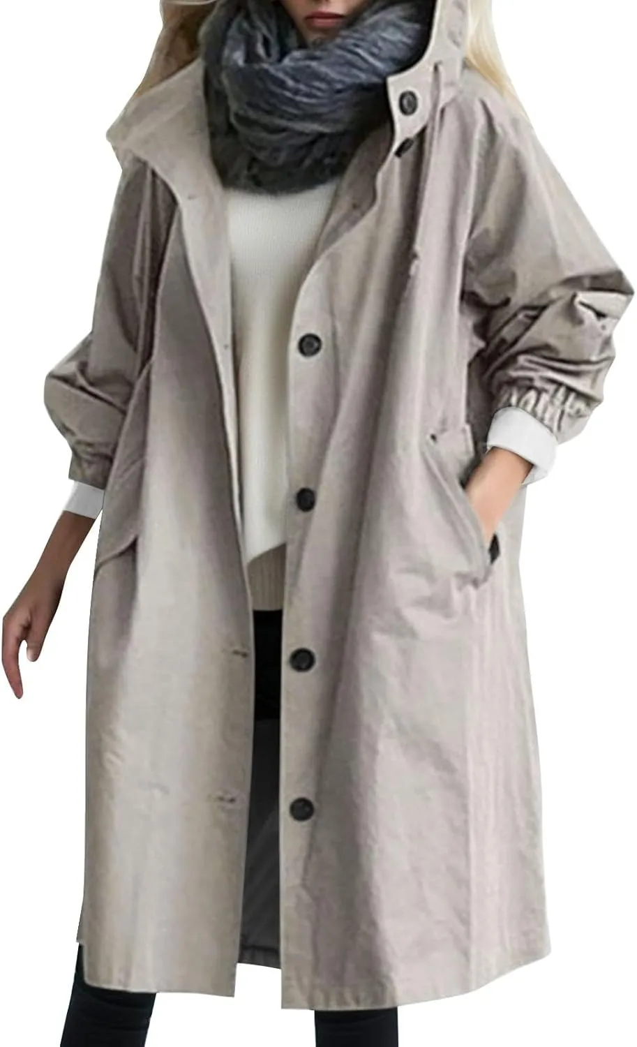 Womens Notched Lapel Collar Double Breasted Pea Coat Winter Wool Blend Over Coats Long Jackets