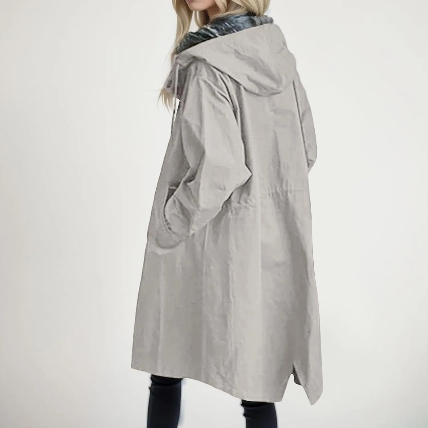 Womens Notched Lapel Collar Double Breasted Pea Coat Winter Wool Blend Over Coats Long Jackets
