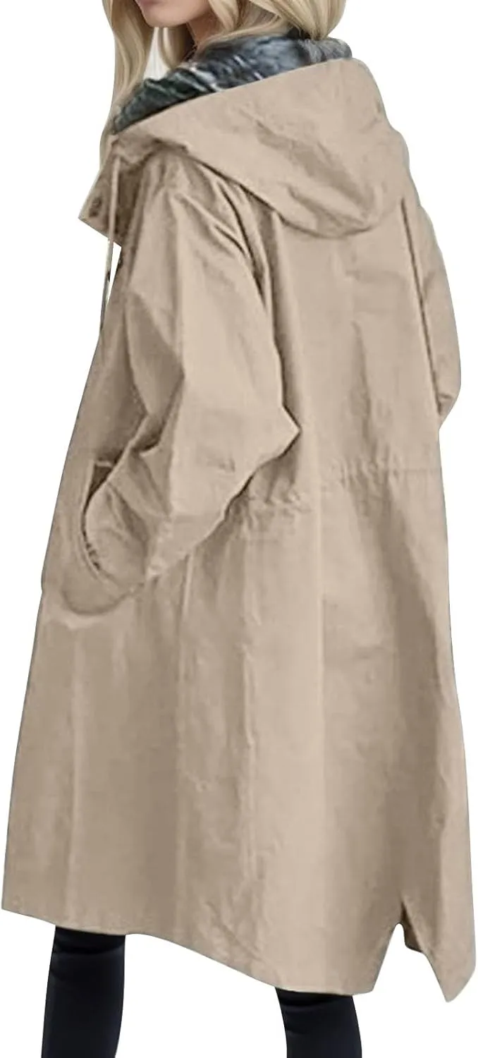 Womens Notched Lapel Collar Double Breasted Pea Coat Winter Wool Blend Over Coats Long Jackets