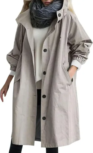 Womens Notched Lapel Collar Double Breasted Pea Coat Winter Wool Blend Over Coats Long Jackets