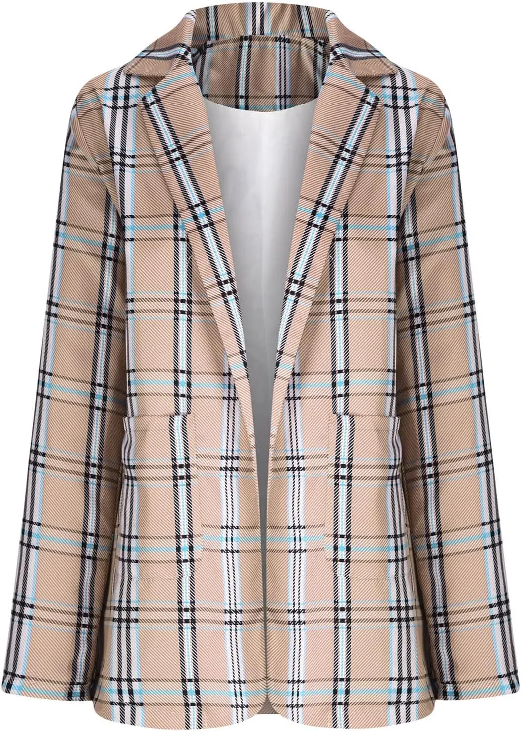 Women's Plaid Blazers Casual Long Sleeve Notch Lapel Button Slim Work Office Blazer Jacket Fall Cardigan Coat Tops