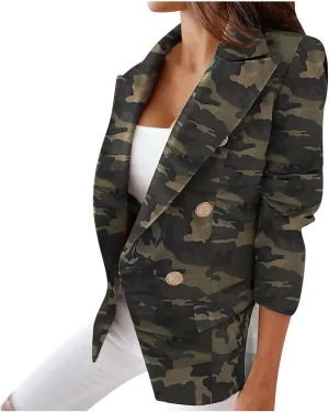 Women's Plaid Blazers Casual Long Sleeve Notch Lapel Button Slim Work Office Blazer Jacket Fall Cardigan Coat Tops