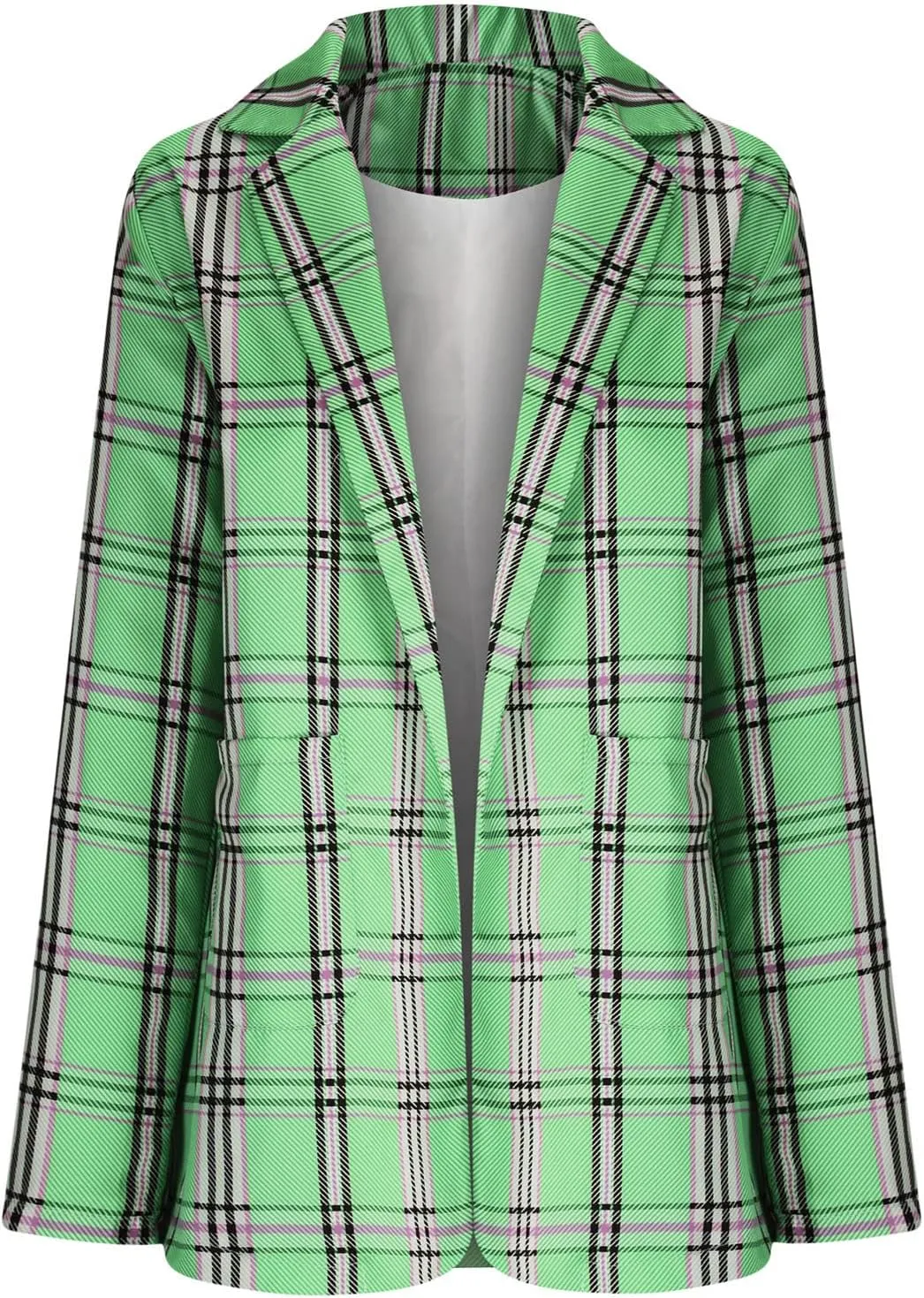 Women's Plaid Blazers Casual Long Sleeve Notch Lapel Button Slim Work Office Blazer Jacket Fall Cardigan Coat Tops