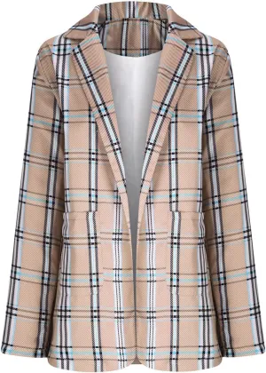 Women's Plaid Blazers Casual Long Sleeve Notch Lapel Button Slim Work Office Blazer Jacket Fall Cardigan Coat Tops