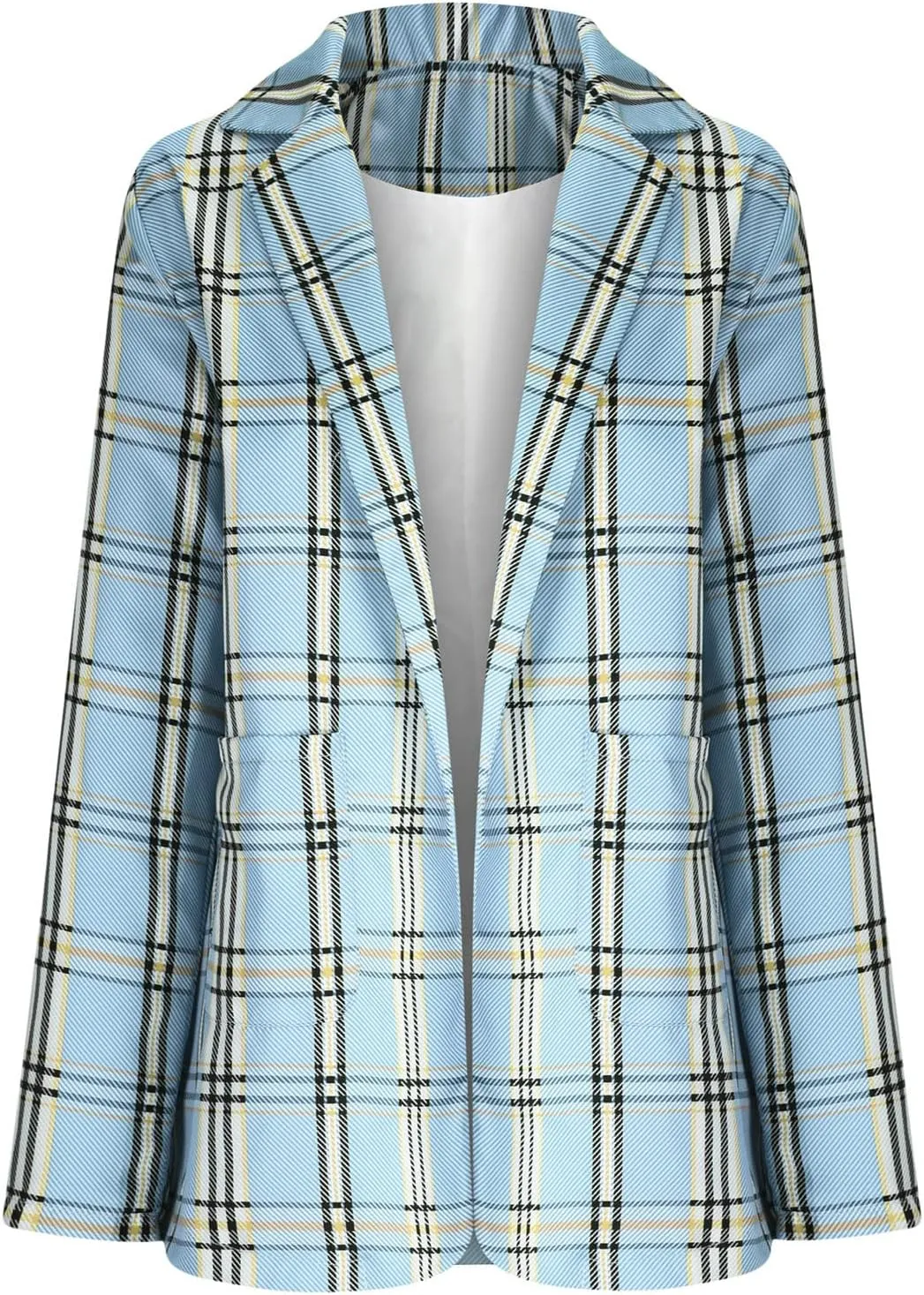 Women's Plaid Blazers Casual Long Sleeve Notch Lapel Button Slim Work Office Blazer Jacket Fall Cardigan Coat Tops