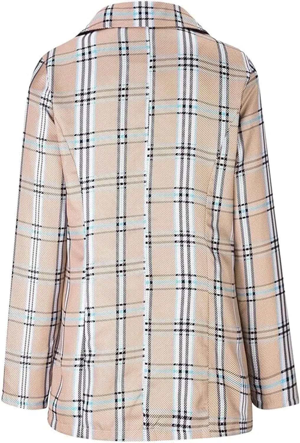 Womens Plaid Tweed Blazers Dressy Casual Open Front Long Sleeve Suit Jackets Vintage Print Tweed Longline Cardigans