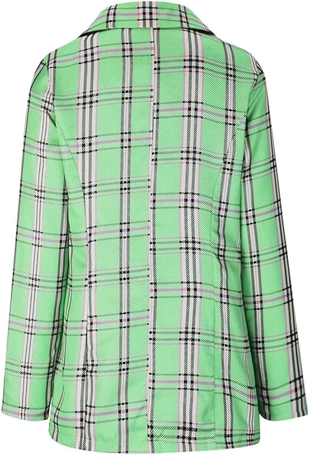 Womens Plaid Tweed Blazers Dressy Casual Open Front Long Sleeve Suit Jackets Vintage Print Tweed Longline Cardigans