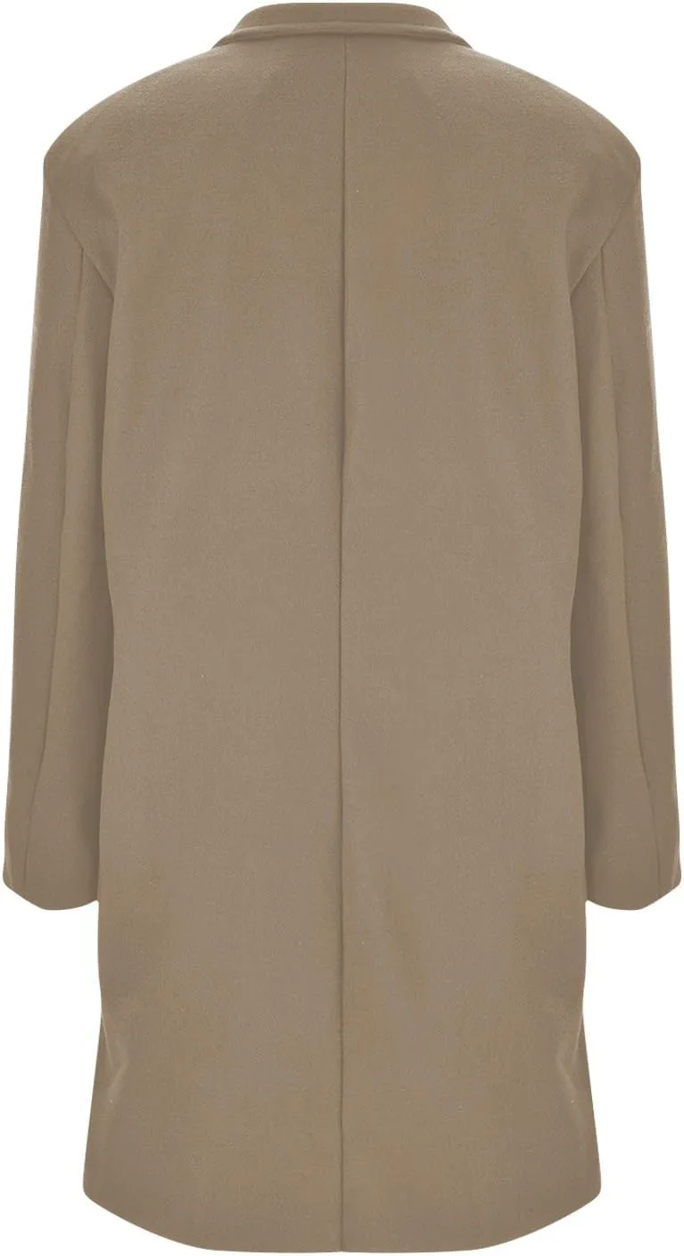 Womens Trench Coat 2025 Winter Casual Notch Lapel Single Breasted Belted Midi Peacoat with Pockets
