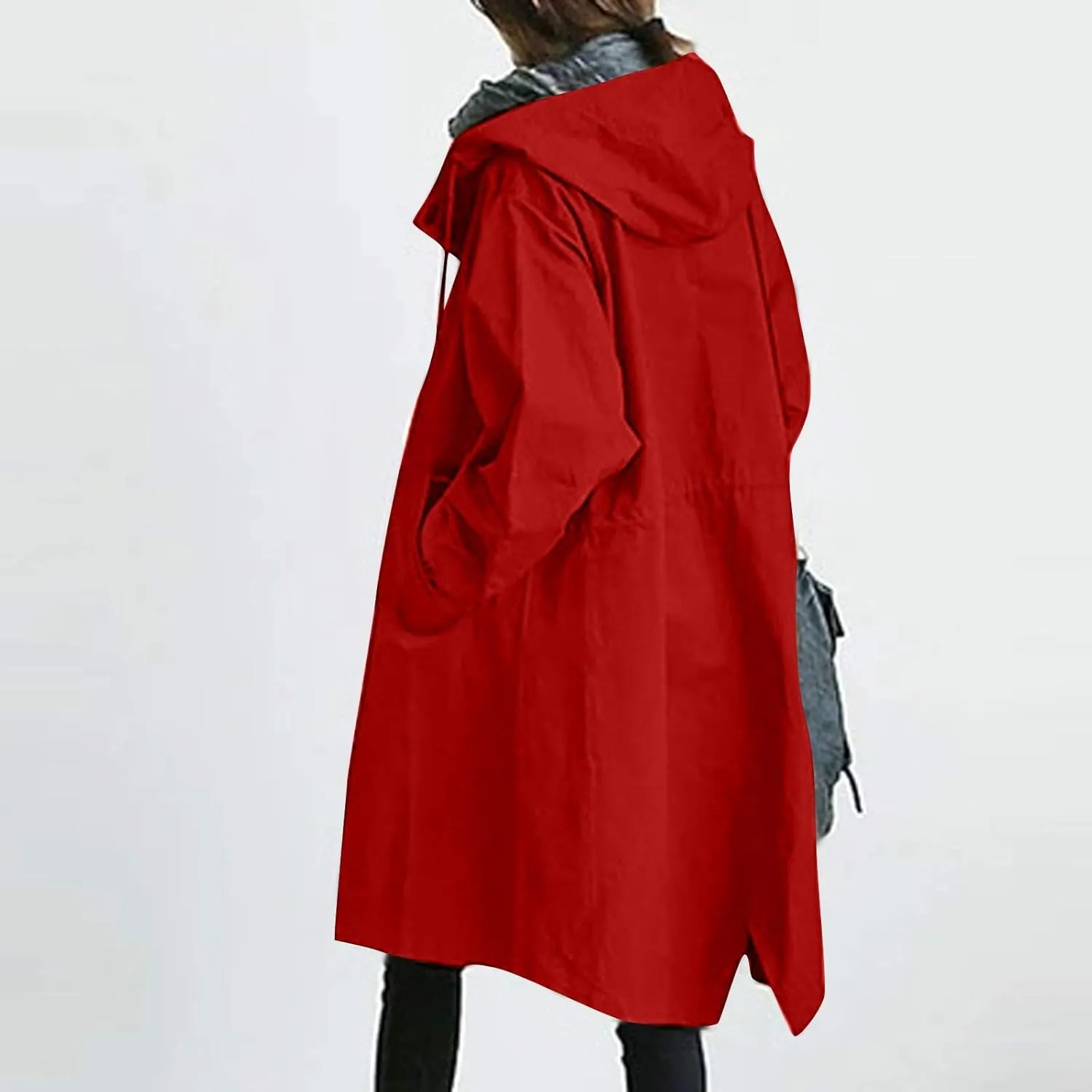Womens Trench Coat Hooded Coat Outwear Womens Elegant Windbreaker Wild Winter Women'S Coat Waterproow Overcoat with