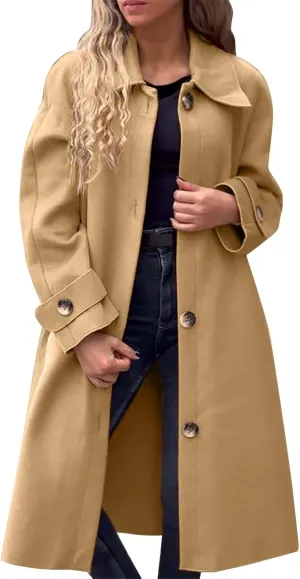 Womens Trench Coat Long Fuzzy Jacket Loose Fitting Warm Winter Outwear Fashion Lapel Jacket Coats Pedcoat Womens