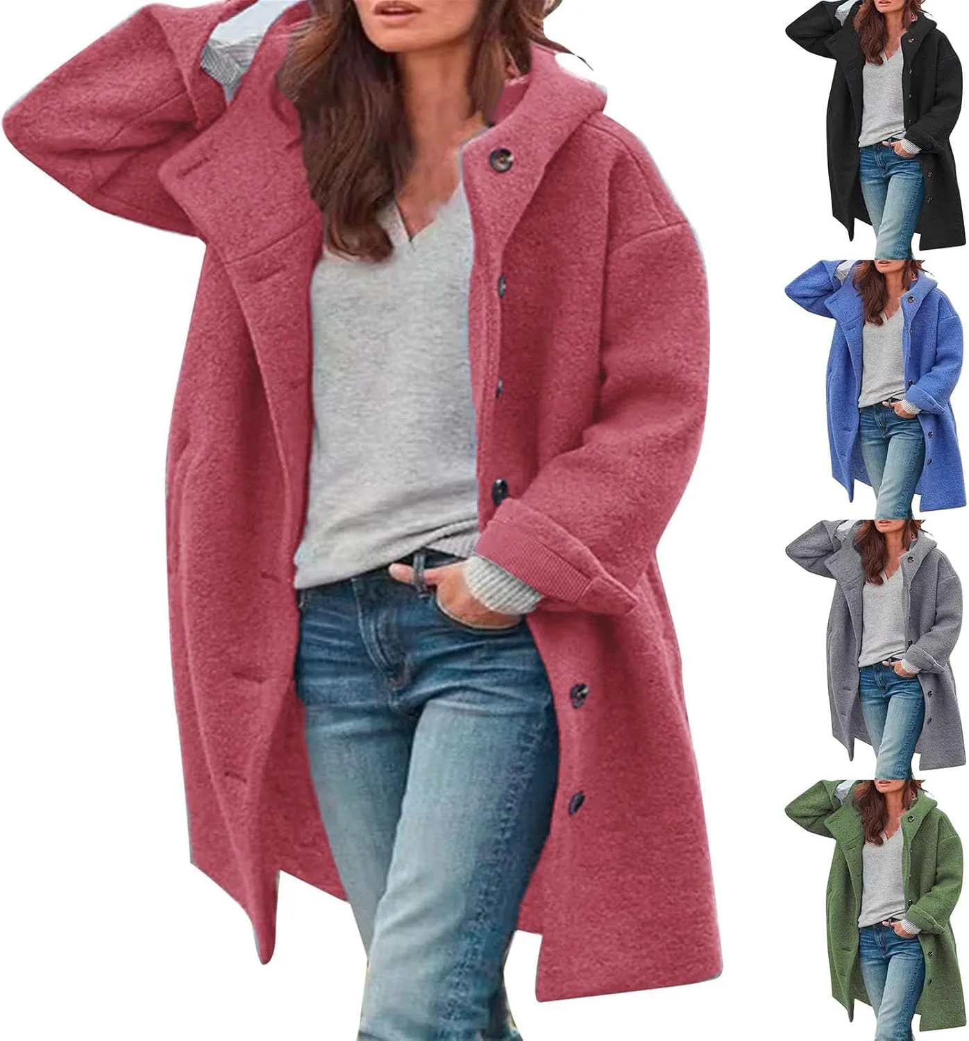 Womens Trench Coat Long Fuzzy Jacket Loose Fitting Warm Winter Outwear Fashion Lapel Jacket Coats Pedcoat Womens