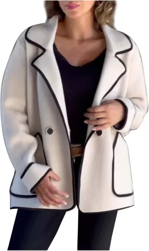 Womens Trench Coat Mid Length Western Coat Notch Lapel Blazer Button Pea Coat Open Front Cardigan Dressy Casual Jackets