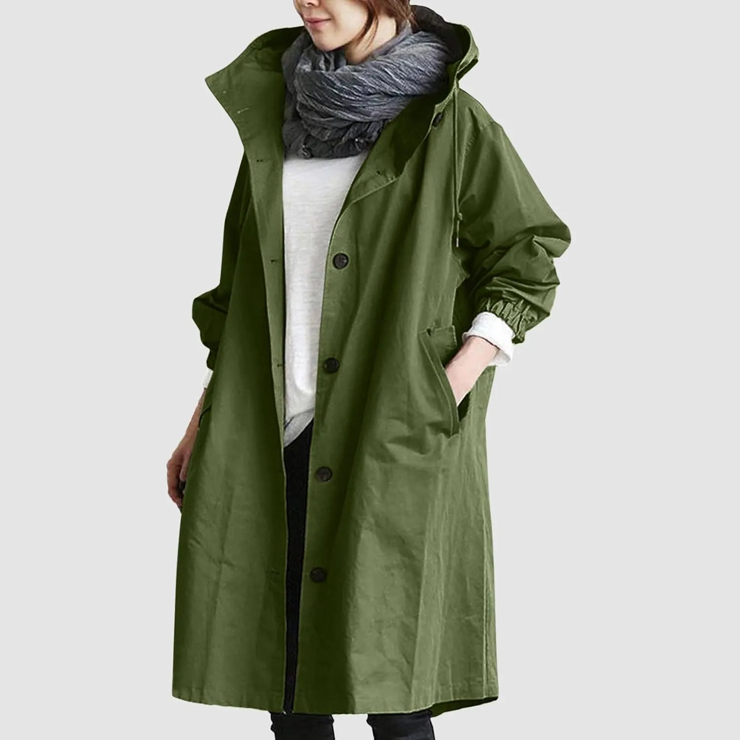 Womens Trench Jackets Rain Jacket Loose Winter Hooded Oversized Elegant Windbreaker Comfortable Coat Outwear