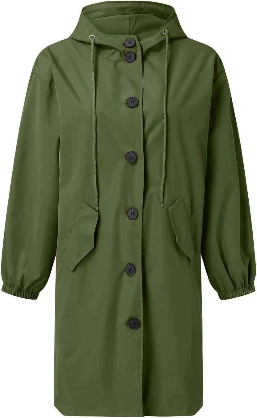 Womens Trench Jackets Rain Jacket Loose Winter Hooded Oversized Elegant Windbreaker Comfortable Coat Outwear