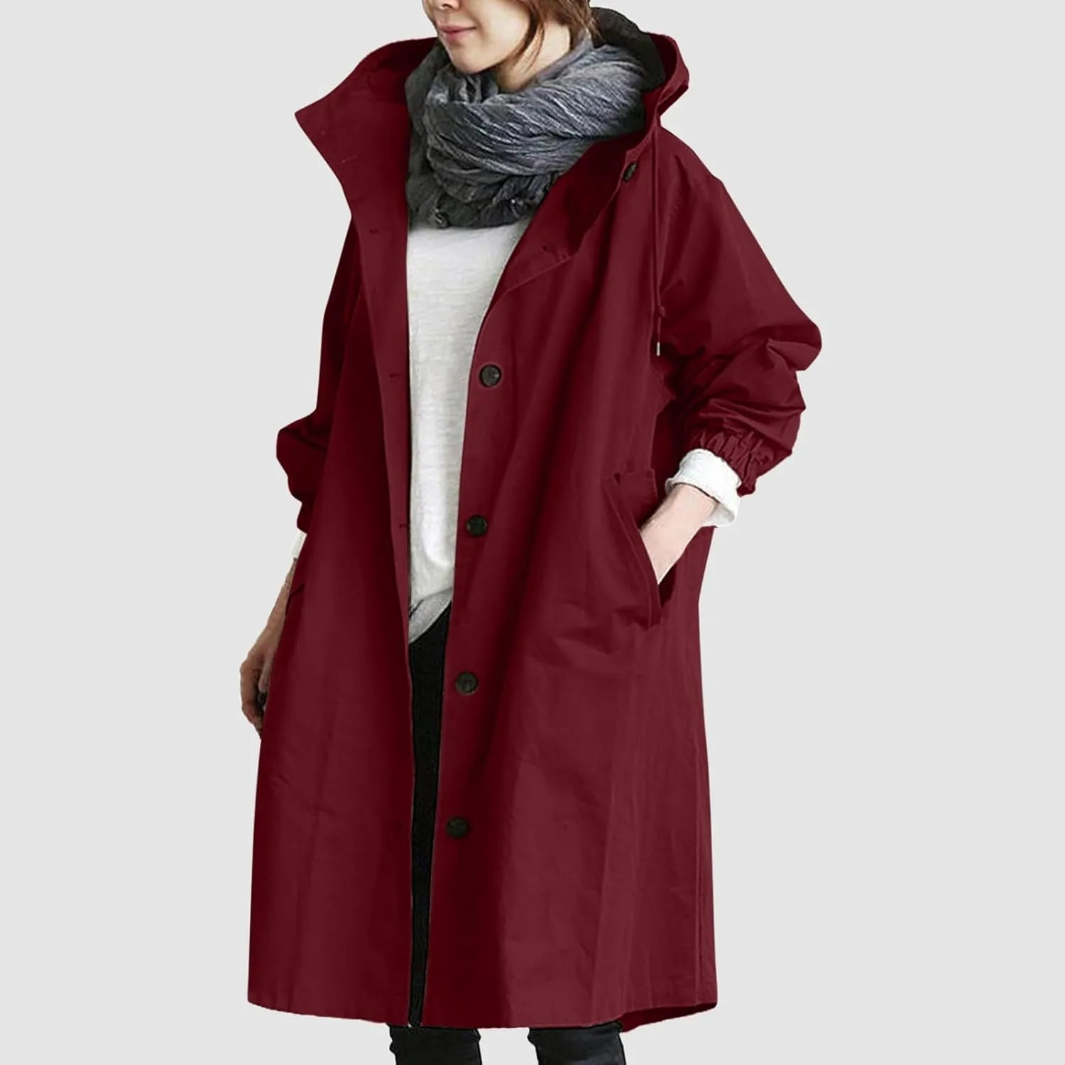 Womens Trench Jackets Rain Jacket Loose Winter Hooded Oversized Elegant Windbreaker Comfortable Coat Outwear
