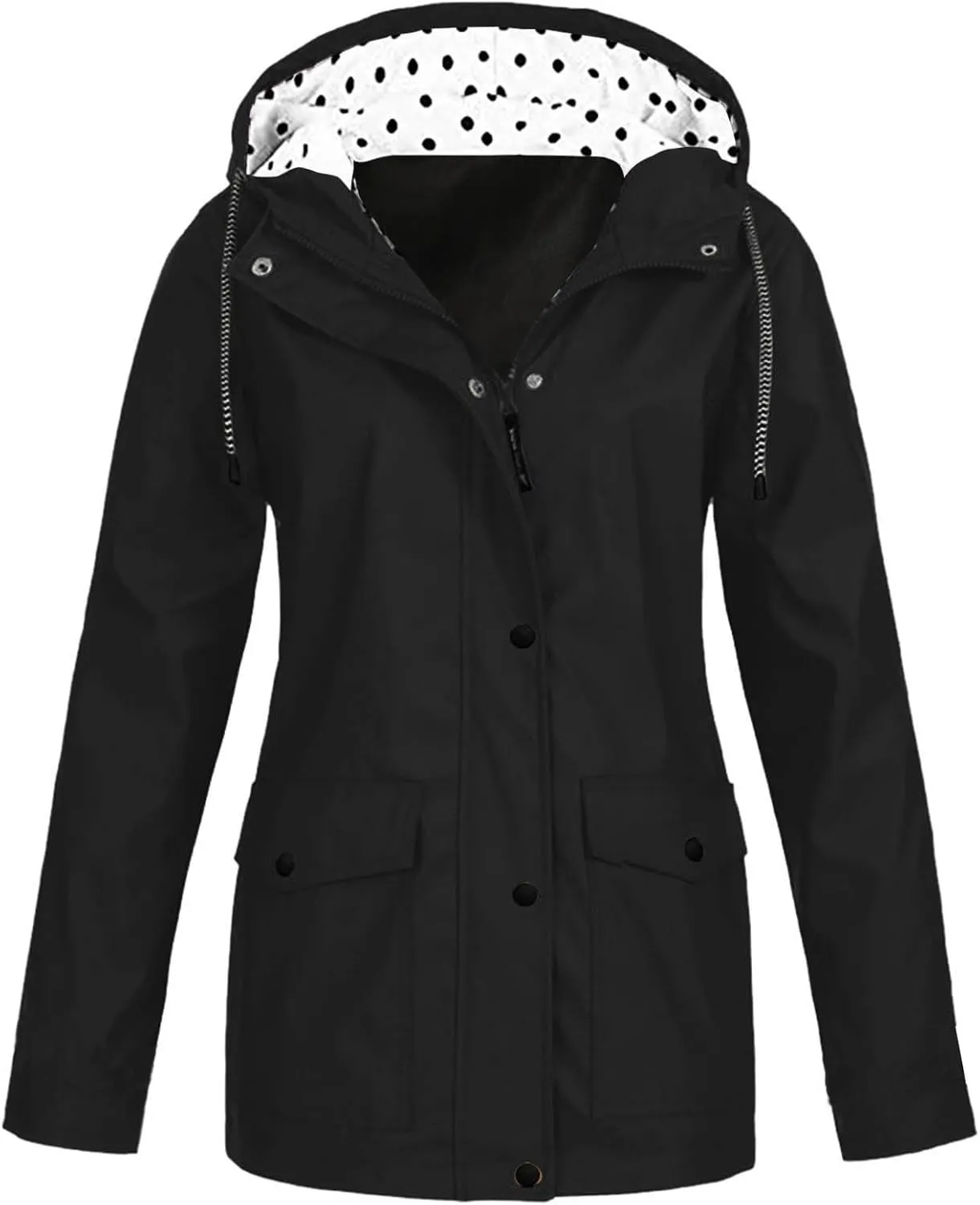Womens Waterproof Lightweight Windbreaker Sports Rain Jacket Long Hooded Trench Coat Active Outdoor Rain Coat