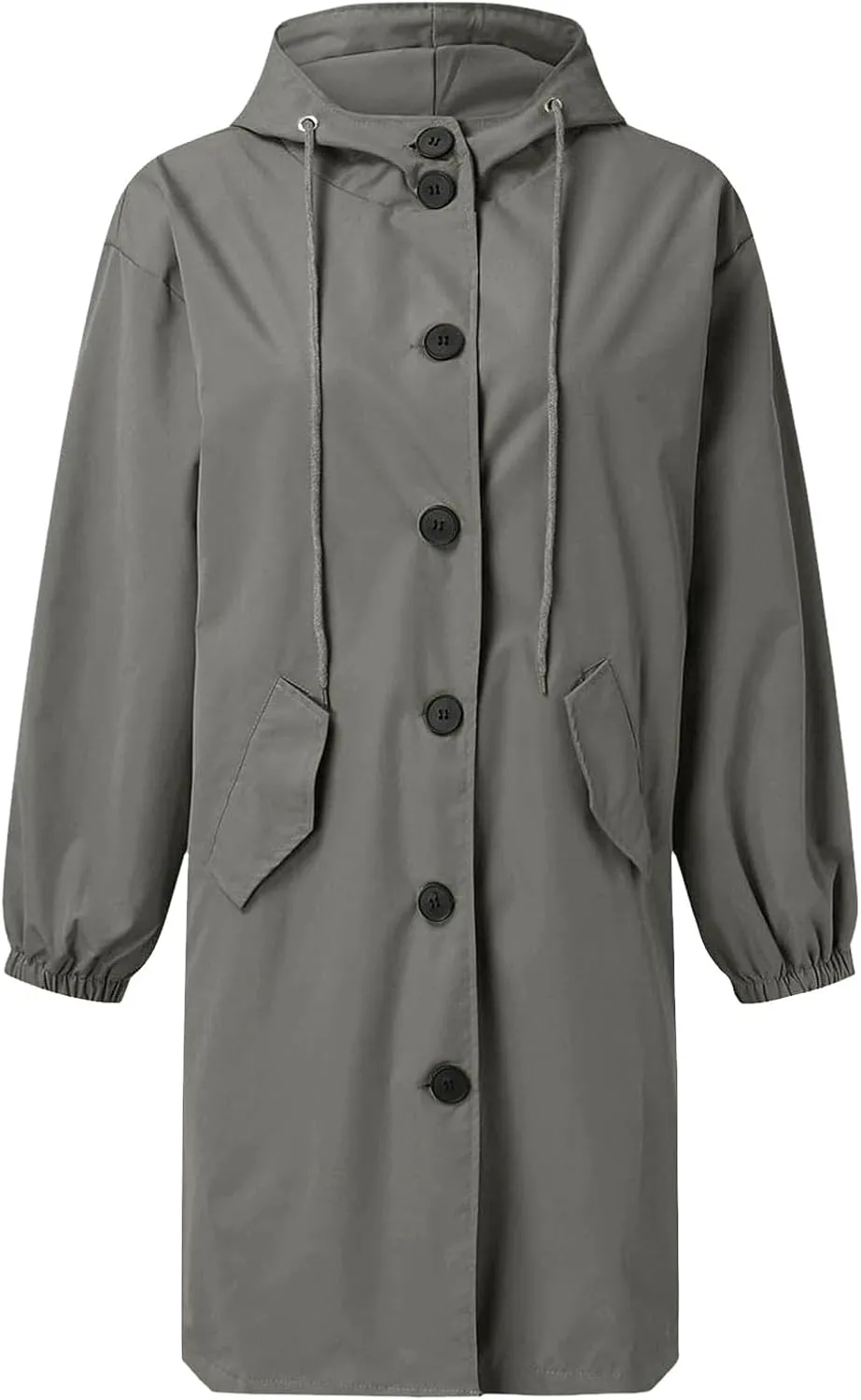 Women's Waterproof Trench Coat Long Double Breasted Windbreaker Classic Belted Lapel Overcoat with Removable Hood