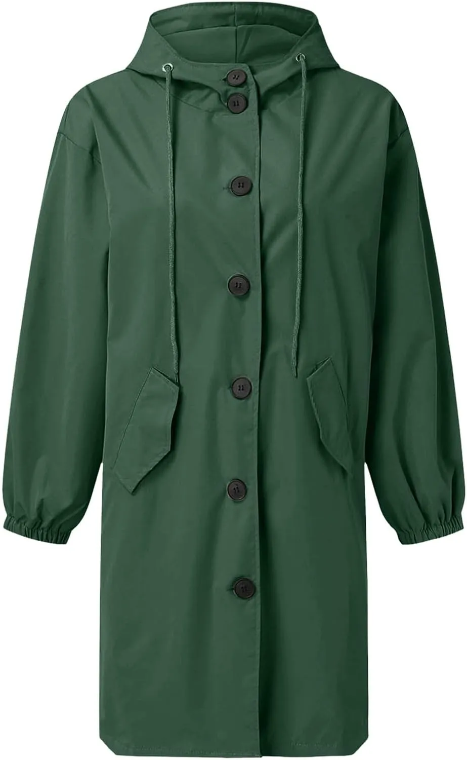 Women's Waterproof Trench Coat Long Double Breasted Windbreaker Classic Belted Lapel Overcoat with Removable Hood