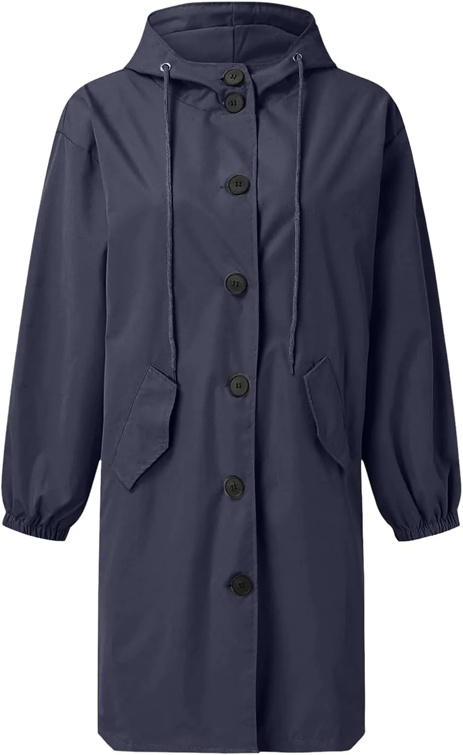 Women's Waterproof Trench Coat Long Double Breasted Windbreaker Classic Belted Lapel Overcoat with Removable Hood