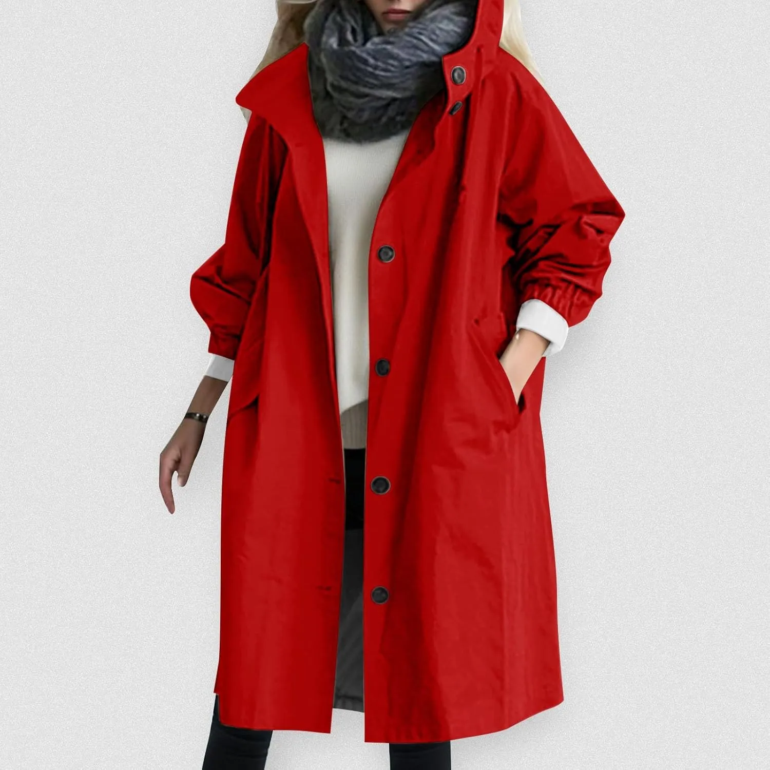 Women's Winter Casual Single Breasted Long Wool Coat Formal Office Wool Overcoat