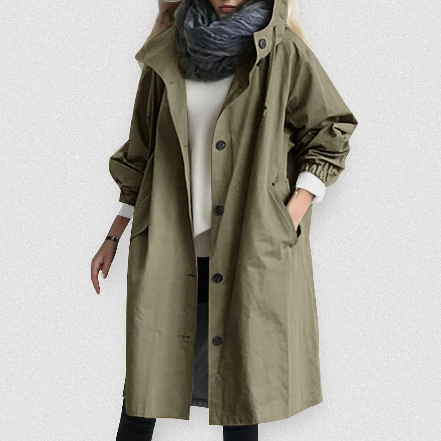 Women's Winter Casual Single Breasted Long Wool Coat Formal Office Wool Overcoat