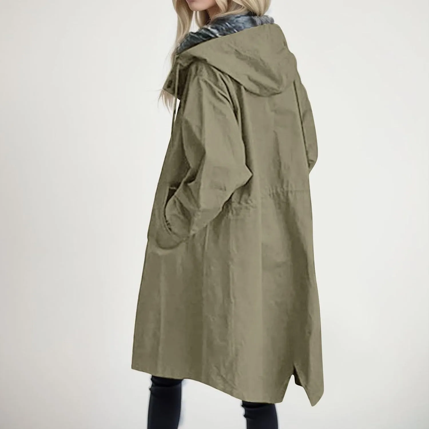 Women's Winter Casual Single Breasted Long Wool Coat Formal Office Wool Overcoat