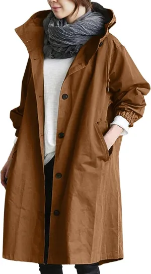 Women's Winter Double Breasted Midi Long Wool Pea Coat Notch Lapel Winter Trench Coat