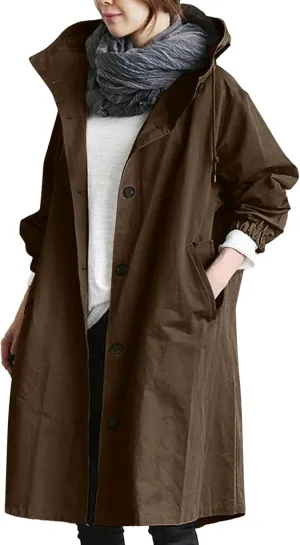 Women's Winter Double Breasted Midi Long Wool Pea Coat Notch Lapel Winter Trench Coat