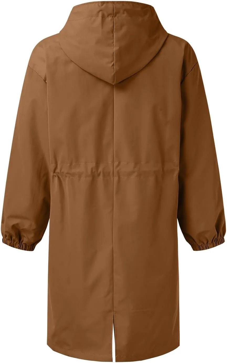 Women's Winter Double Breasted Midi Long Wool Pea Coat Notch Lapel Winter Trench Coat