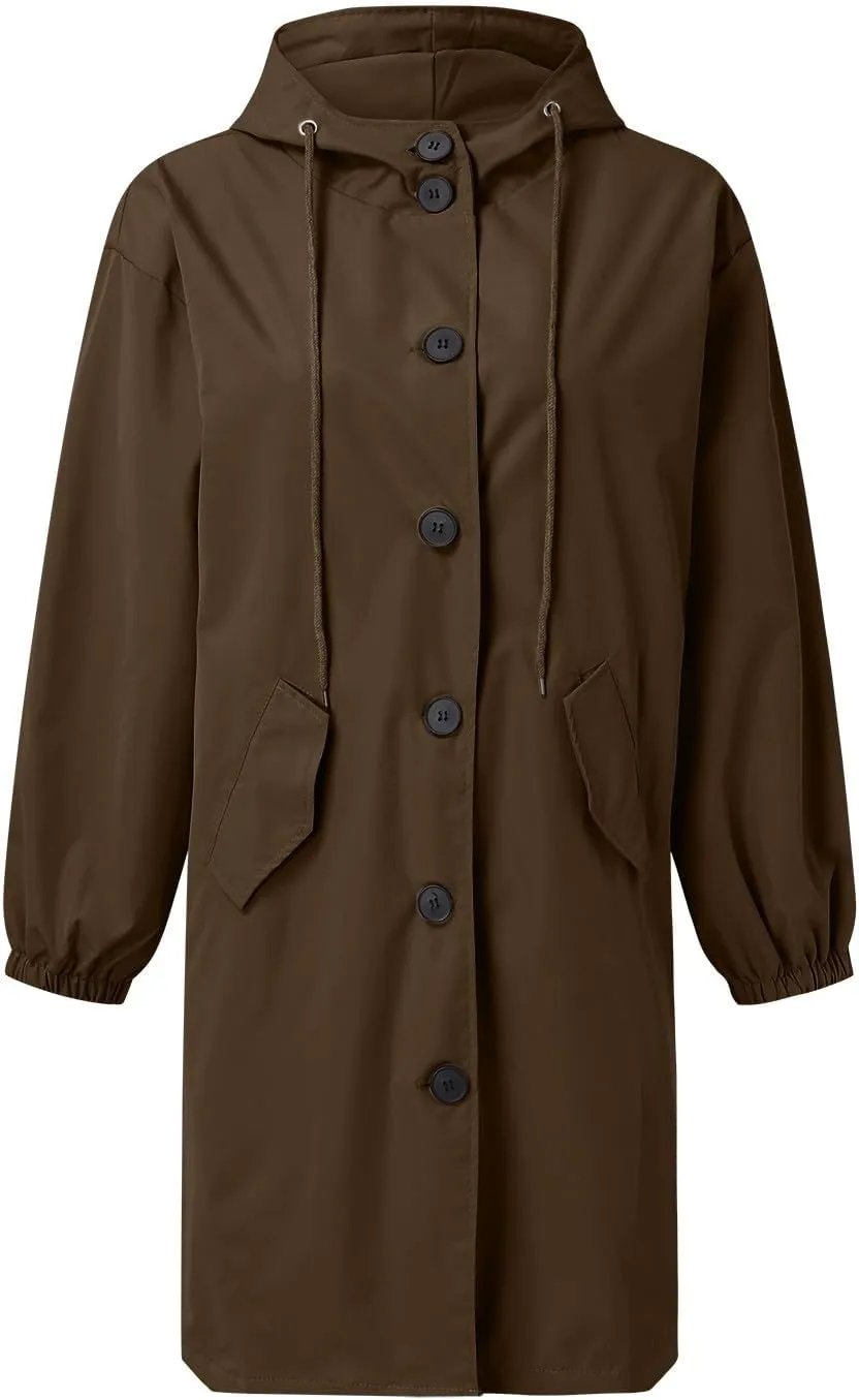 Women's Winter Double Breasted Midi Long Wool Pea Coat Notch Lapel Winter Trench Coat