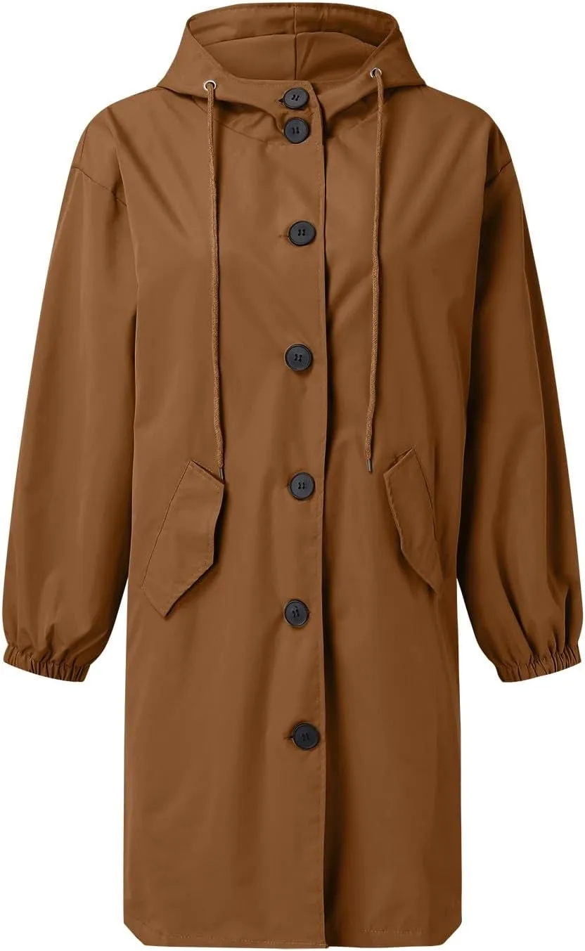 Women's Winter Double Breasted Midi Long Wool Pea Coat Notch Lapel Winter Trench Coat