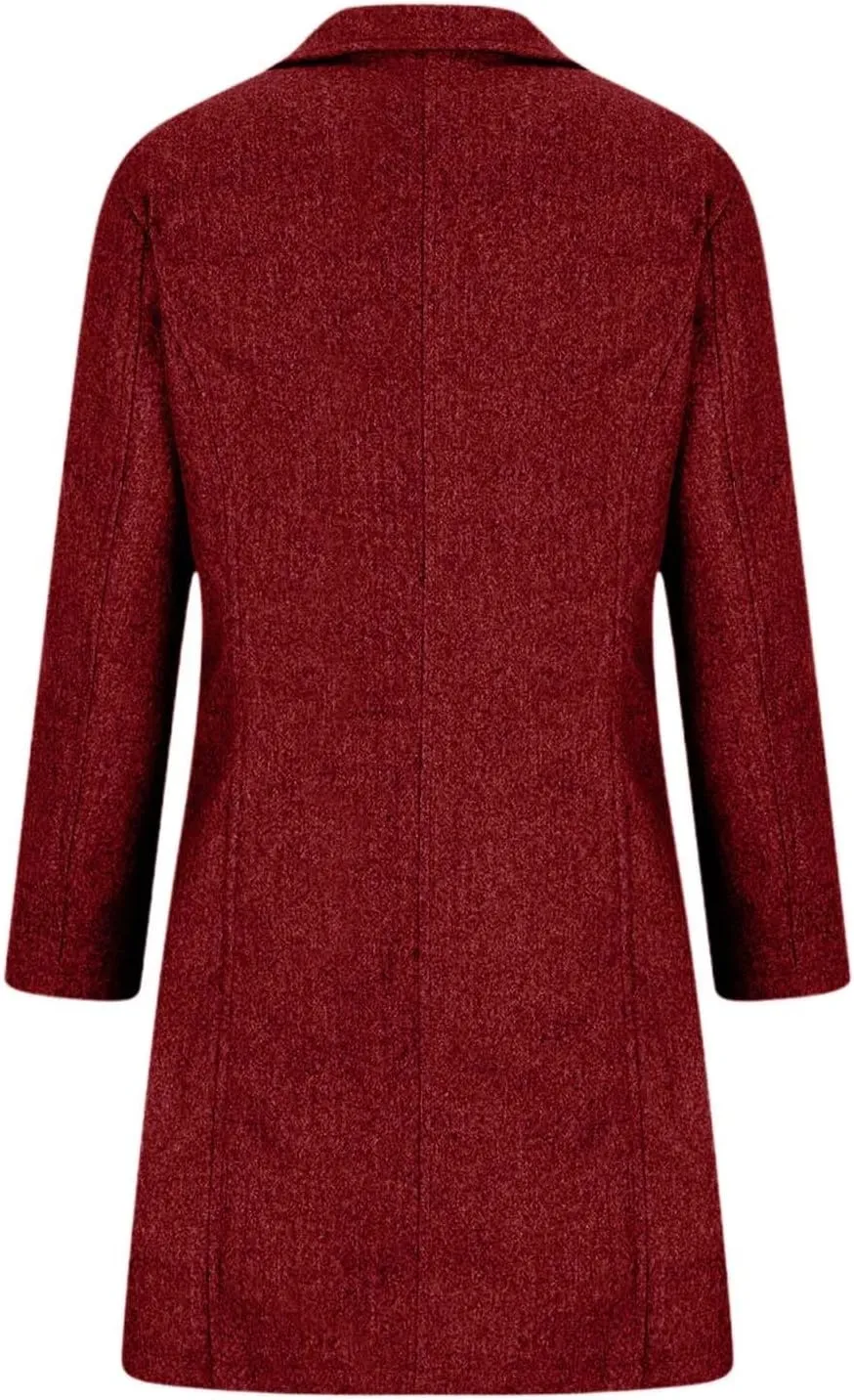 Women's Winter Double Breasted Wool Coat Long Sleeve Notch Lapel Long Trench Coat Retro Casual Jacket Outwear