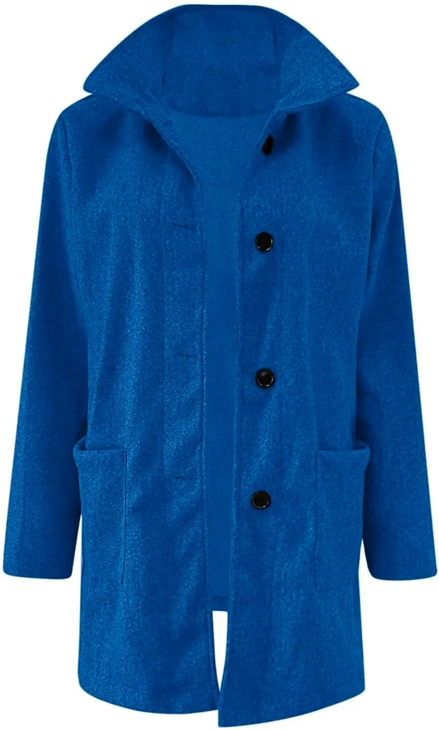 Womens Winter Long Pea Coats Wool Blend Peacoat Thicken Blazer Stand Collar Single Breasted Wool Coats 2024