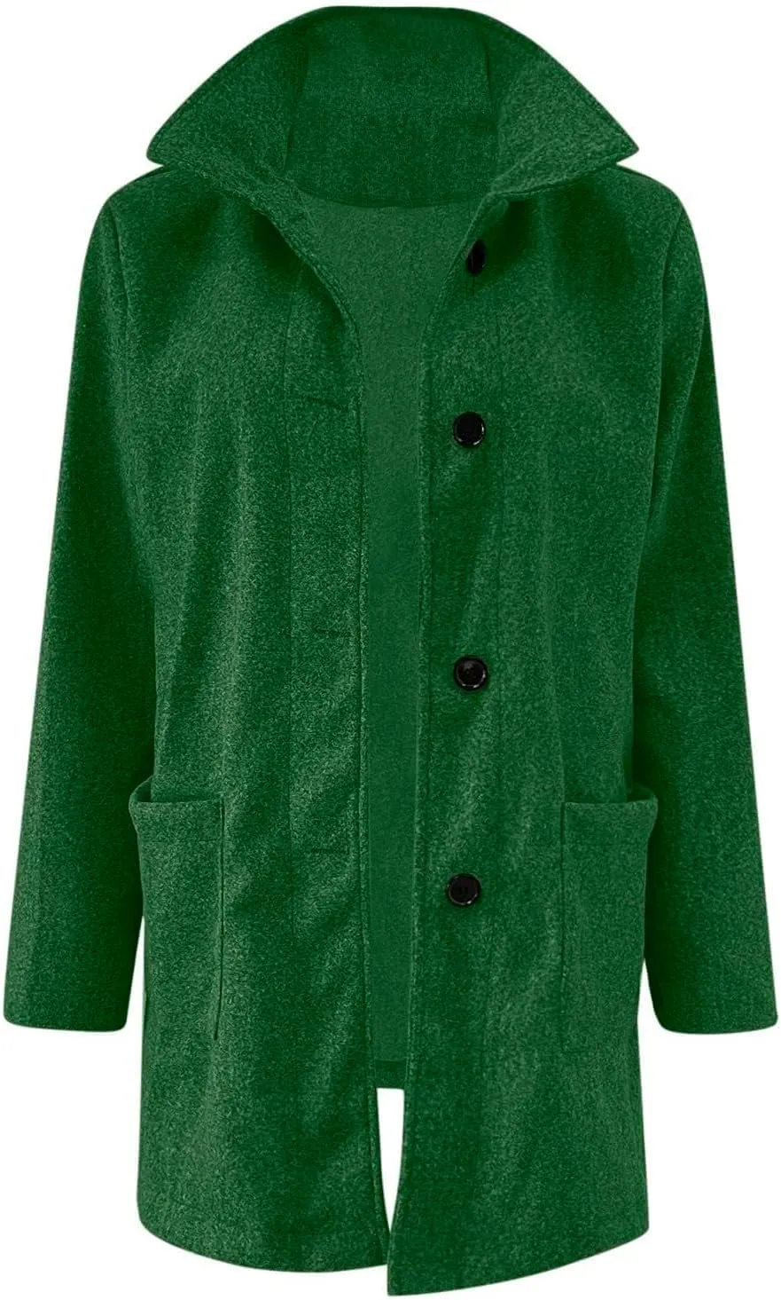 Womens Winter Long Pea Coats Wool Blend Peacoat Thicken Blazer Stand Collar Single Breasted Wool Coats 2024
