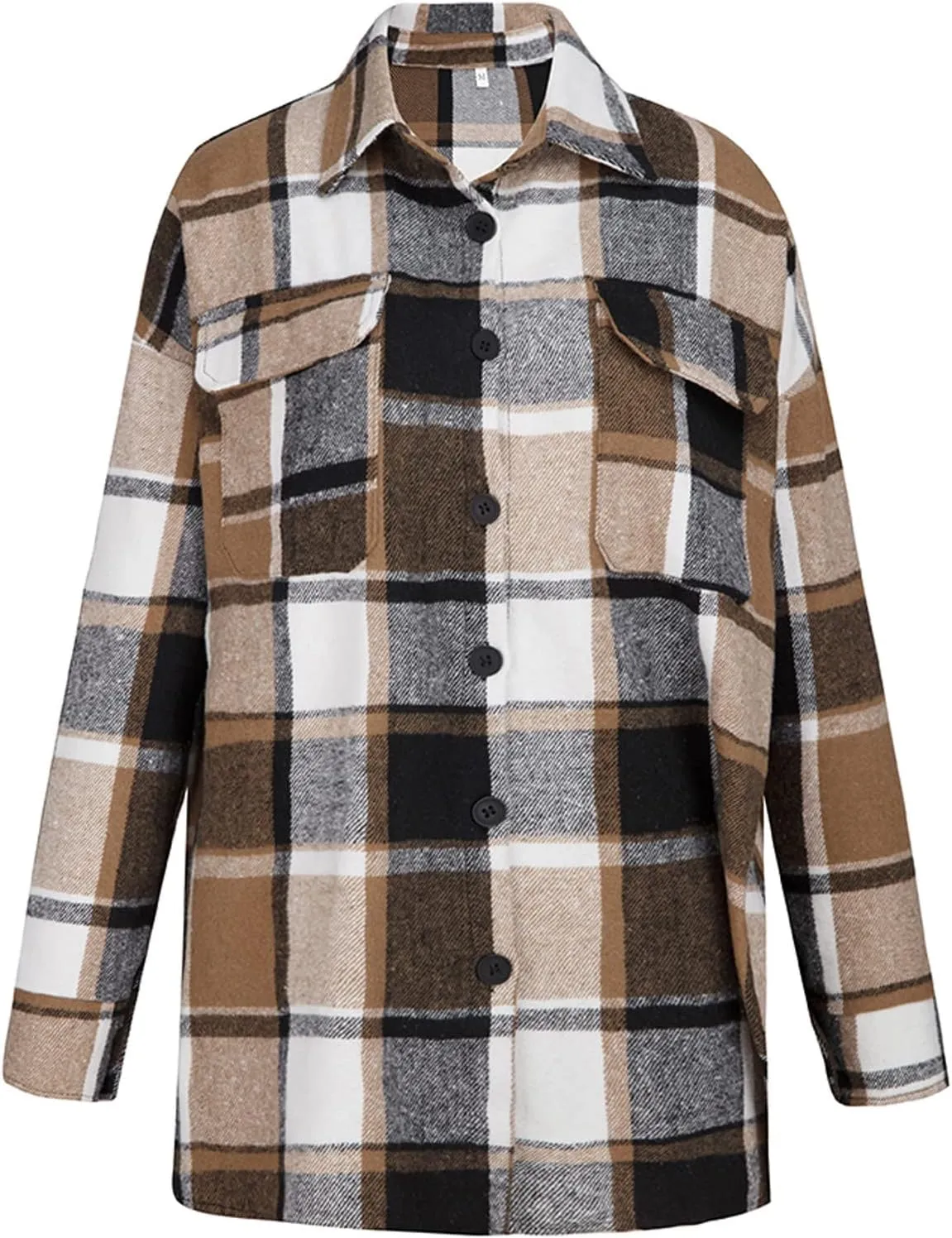 Women's Winter Wool Coat Casual Down Lapel Plush Plaid Coat Loose Long Coat Coat for Women Woman Coat Women's