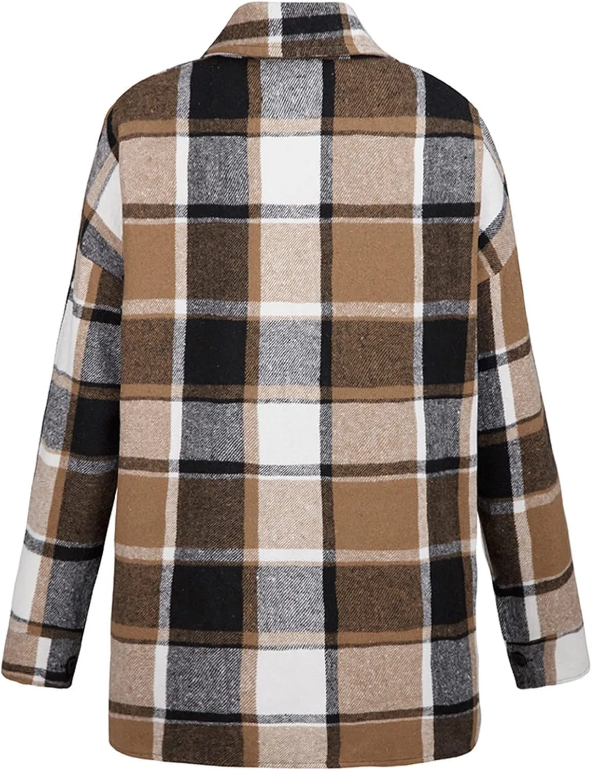 Women's Winter Wool Coat Casual Down Lapel Plush Plaid Coat Loose Long Coat Coat for Women Woman Coat Women's
