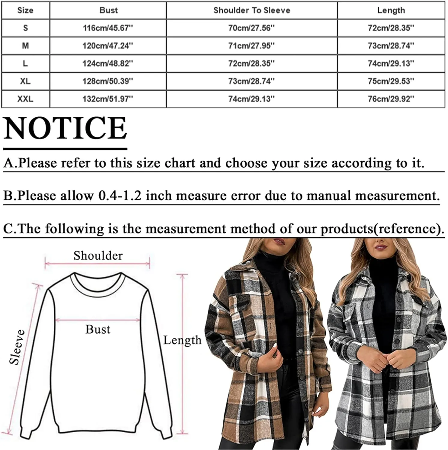 Women's Winter Wool Coat Casual Down Lapel Plush Plaid Coat Loose Long Coat Coat for Women Woman Coat Women's