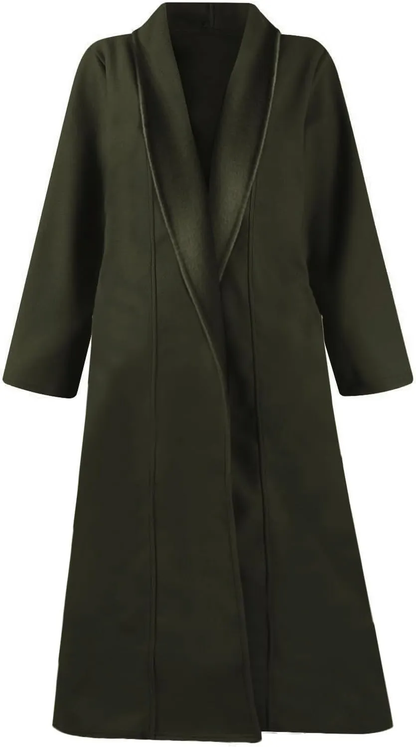 Women's Winter Wool Coat Oversized Trench Coat Belted Midi With Pockets Plus Size Extended Woolen Coat