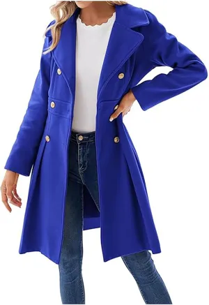 Women's Winter Wool Coat Oversized Trench Coat Belted Midi With Pockets Plus Size Extended Woolen Coat