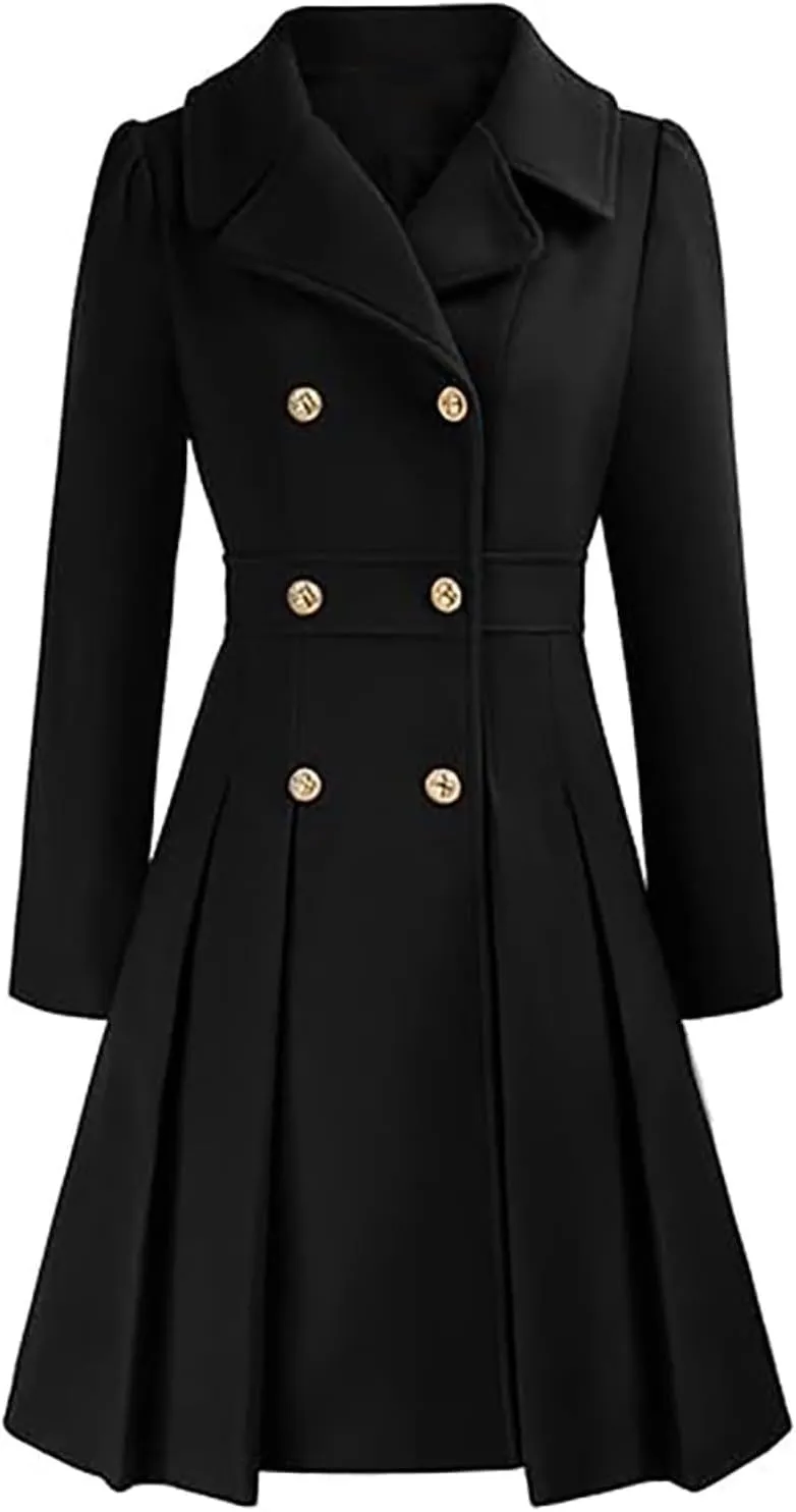 Women's Winter Wool Coat Oversized Trench Coat Belted Midi With Pockets Plus Size Extended Woolen Coat