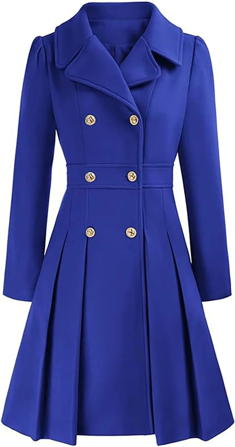 Women's Winter Wool Coat Oversized Trench Coat Belted Midi With Pockets Plus Size Extended Woolen Coat
