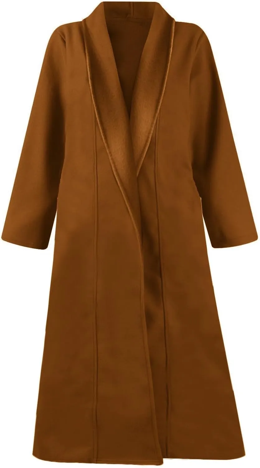 Women's Winter Wool Coat Oversized Trench Coat Belted Midi With Pockets Plus Size Extended Woolen Coat