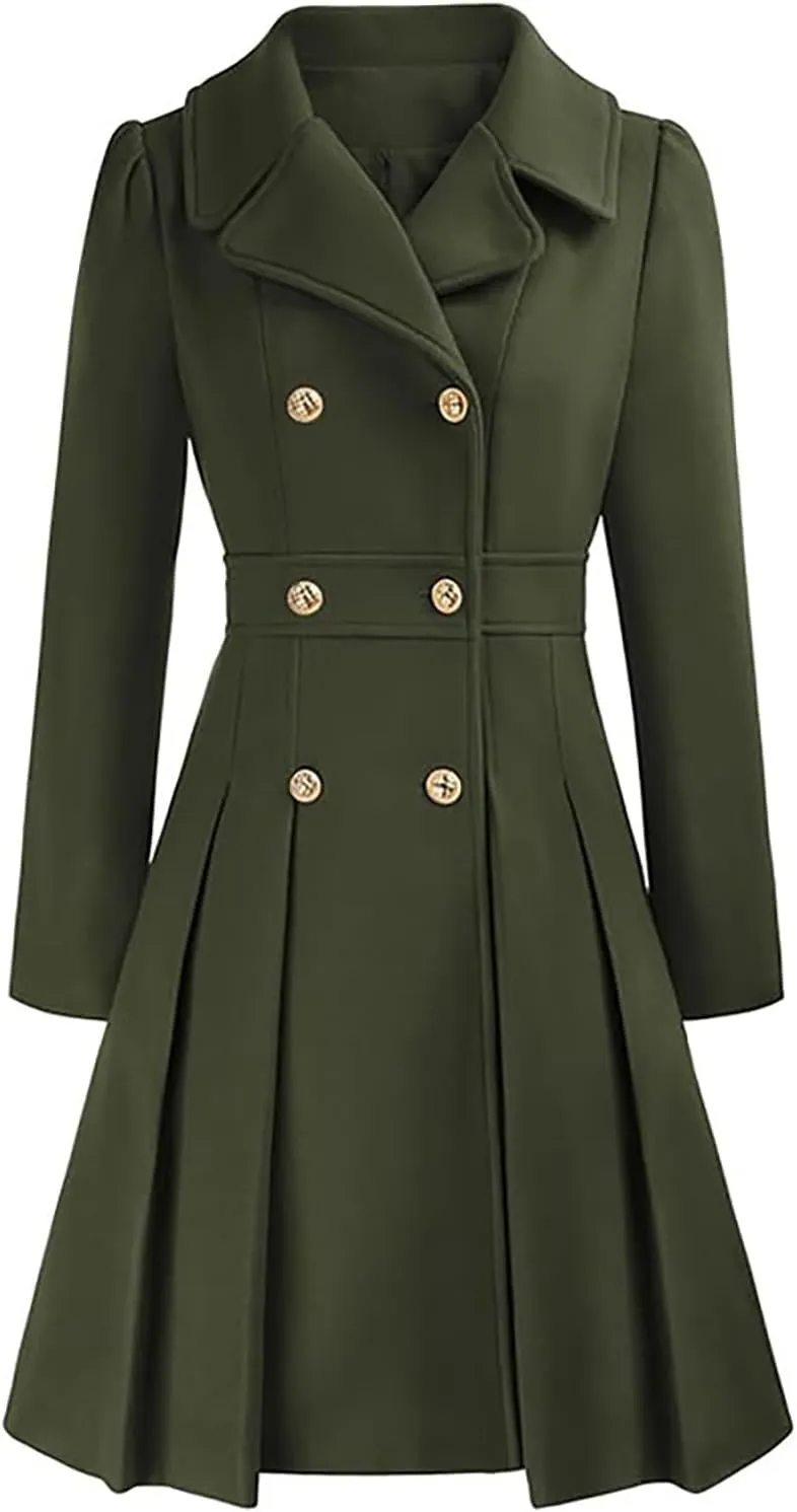 Women's Winter Wool Coat Oversized Trench Coat Belted Midi With Pockets Plus Size Extended Woolen Coat