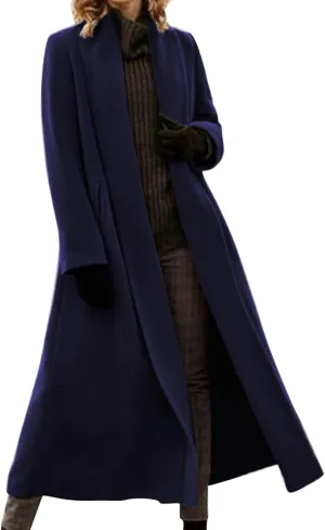 Women's Winter Wool Coat Oversized Trench Coat Belted Midi With Pockets Plus Size Extended Woolen Coat