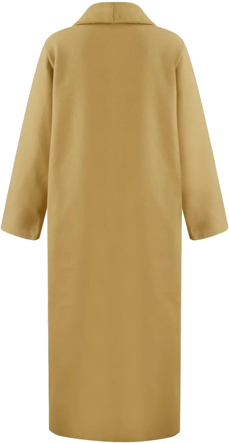 Women's Winter Wool Coat Oversized Trench Coat Belted Midi With Pockets Plus Size Extended Woolen Coat