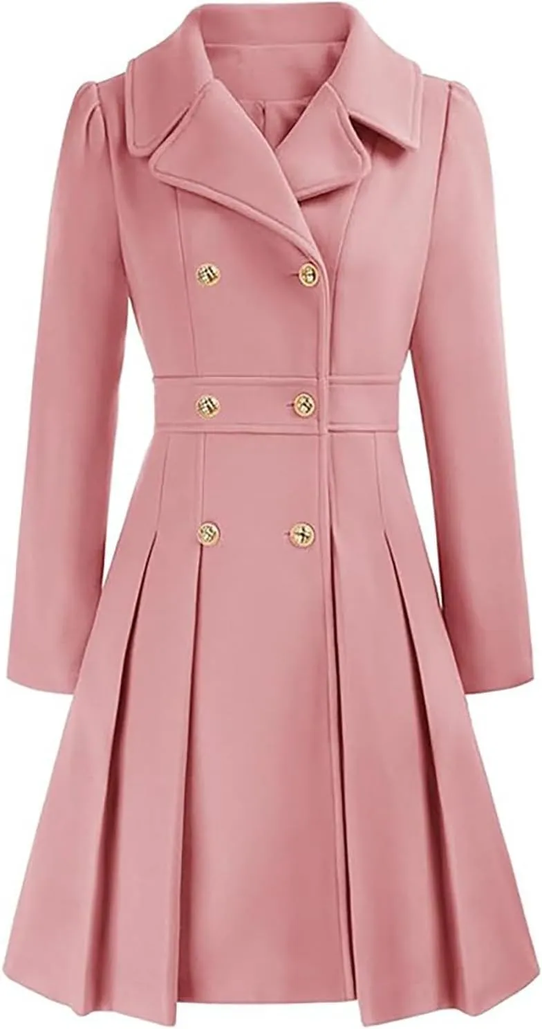 Women's Winter Wool Coat Oversized Trench Coat Belted Midi With Pockets Plus Size Extended Woolen Coat